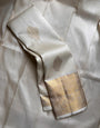 Fragrant Beige Soft Banarasi Silk Saree With Moiety Blouse Piece