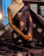 Rhapsody Brown Soft Banarasi Silk Saree With Enigmatic Blouse Piece