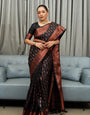 Twirling Black Soft Silk Saree With Designer Blouse Piece