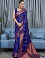 Eloquence Blue Soft Silk Saree With Flameboyant Blouse Piece