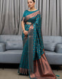 Twirling Rama Soft Silk Saree With Admirable Blouse Piece