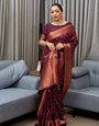 Petrichor Wine Soft Silk Saree With Alluring Blouse Piece