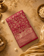 Splendorous Dark Pink Pure Zari Weaving Banarasi Silk Saree With Dalliance Blouse Piece