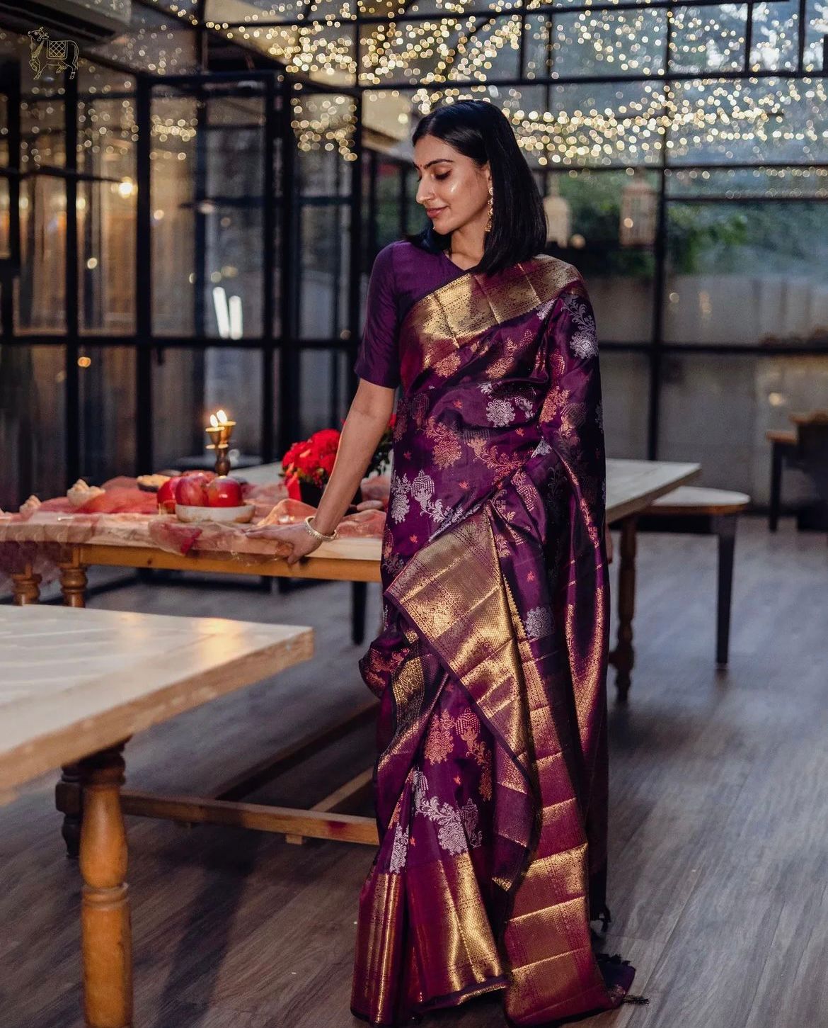 Prodigal Purple Soft Silk Saree With Nectarous Blouse Piece