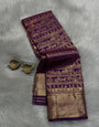 Supernal Purple Pure Zari Weaving Banarasi Silk Saree With Desultory Blouse Piece