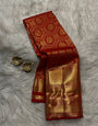 Divine Red Pure Zari Weaving Banarasi Silk Saree With Ideal Blouse Piece