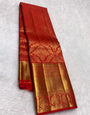 Splendiferous Red Pure Zari Weaving Banarasi Silk Saree With Majesty Blouse Piece