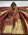 Angelic Maroon Pure Banarasi Silk Saree With Enamoring Blouse Piece