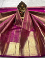 Trendy Purple Pure Banarasi Silk Saree With Lagniappe Blouse Piece