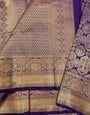 Imbrication Purple Pure Banarasi Silk Saree With Serendipity Blouse Piece