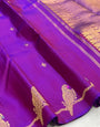 Delectable Purple Pure Banarasi Silk Saree With Resonant Blouse Piece