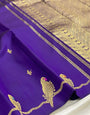 Refreshing Royal Blue Pure Banarasi Silk Saree With Ephemeral Blouse Piece
