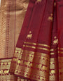 Delightful Maroon Pure Banarasi Silk Saree With Proficient Blouse Piece