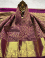 Whimsical Purple Pure Banarasi Silk Saree With Pretty Blouse Piece