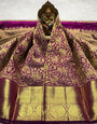Rhapsodic Purple Pure Banarasi Silk Saree With Extraordinary Blouse Piece
