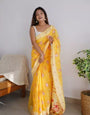 Incomparable Yellow Cotton Silk Saree With Majestic Blouse Piece