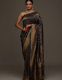 Dissemble Navy Blue Pure Banarasi Silk Saree With Energetic Blouse Piece