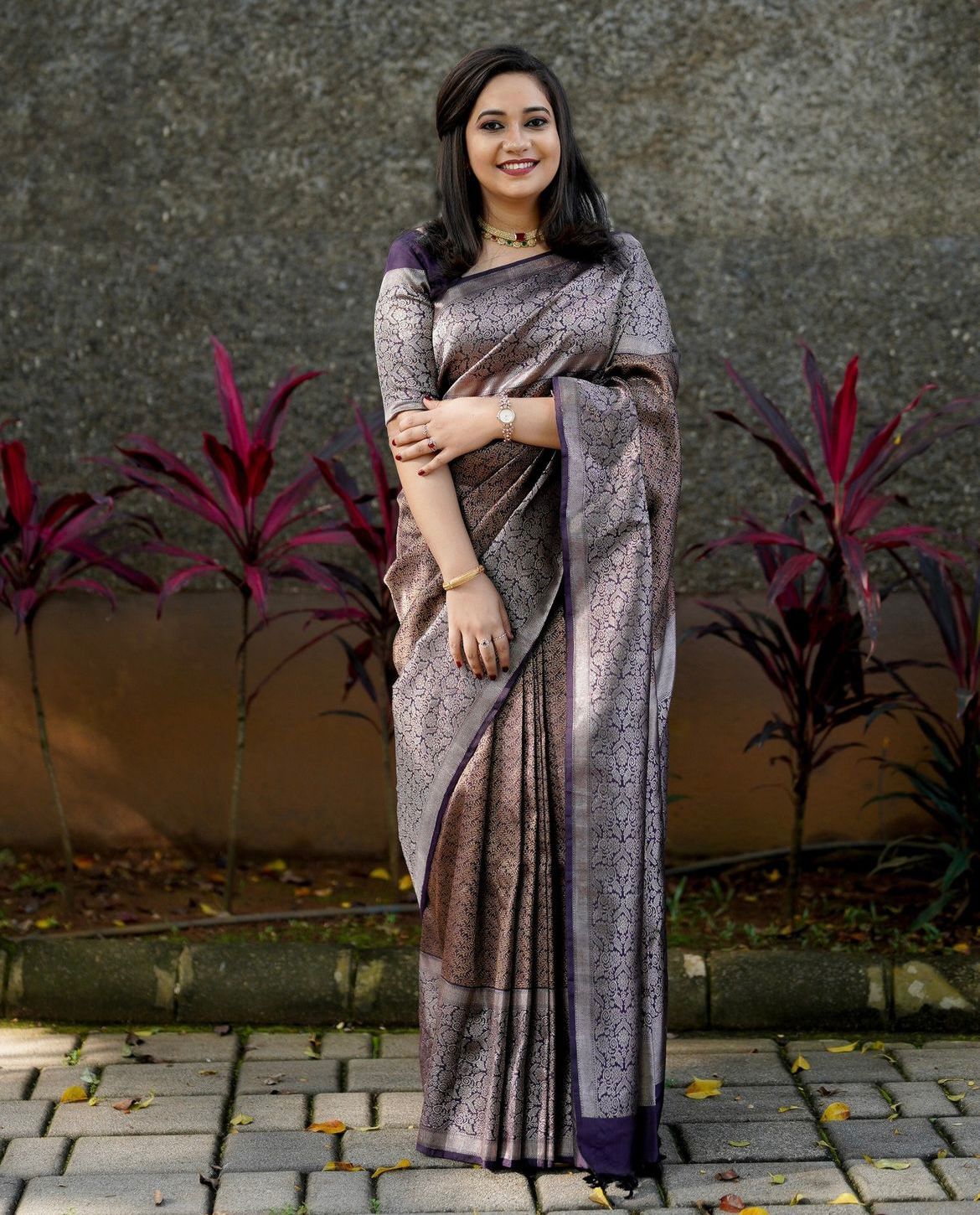 Impressive Purple Soft Silk Saree With Skinny Blouse Piece