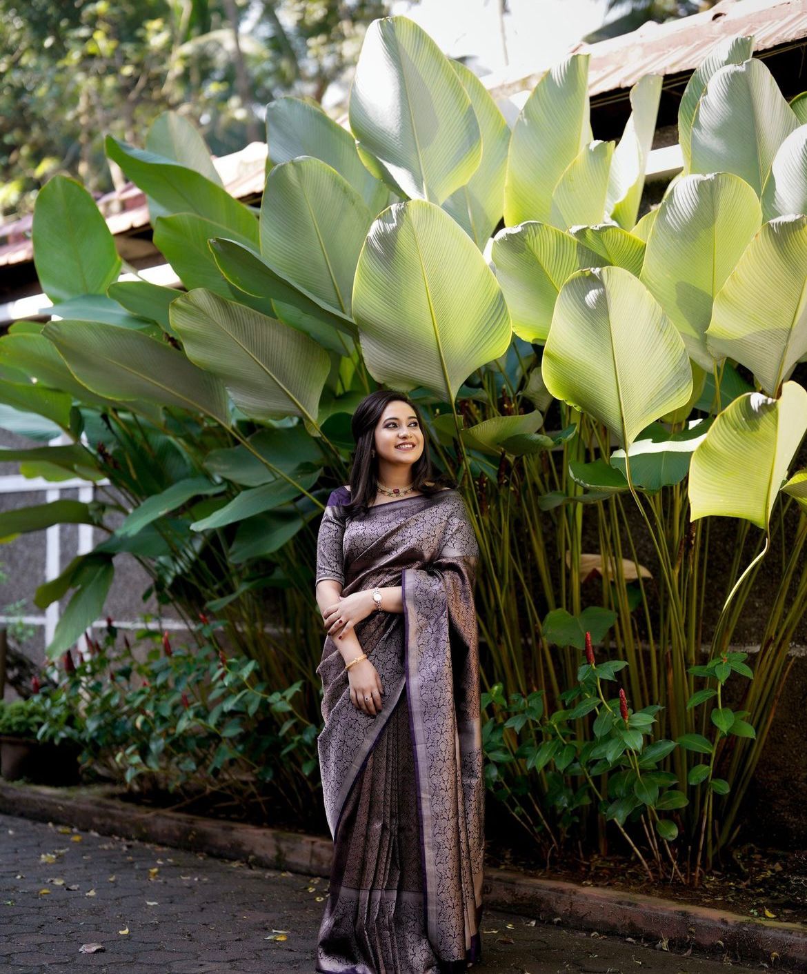 Impressive Purple Soft Silk Saree With Skinny Blouse Piece