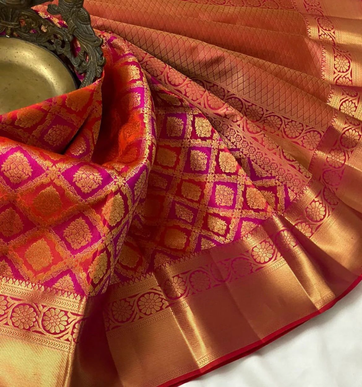 Amazing Red Soft Silk Saree With Embrocation Blouse Piece