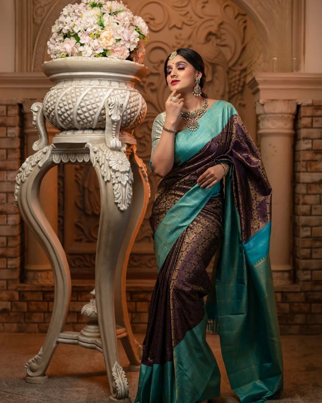 Cynosure Wine Soft Silk Saree With Resonant Blouse Piece