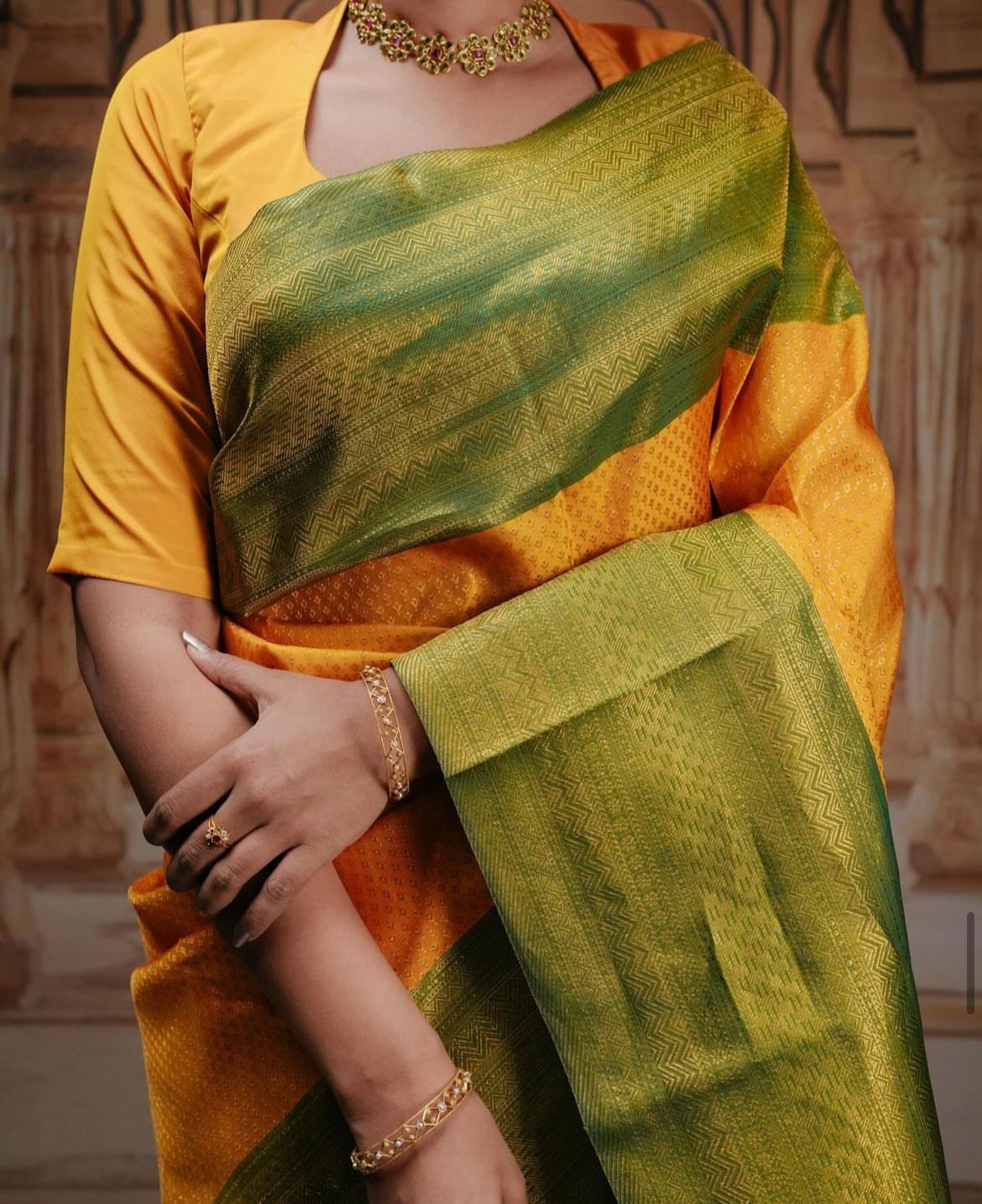 Fantabulous Yellow Soft Silk Saree With Quintessential Blouse Piece