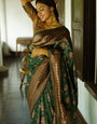 Surreptitious Green Soft Silk Saree With Vestigial Blouse Piece