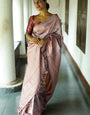 Ephemeral Grey Soft Silk Saree With Sizzling Blouse Piece