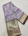 Sensational Lavender Soft Silk Saree With Fancifull Blouse Piece