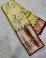 Murmurous Mehndi Soft Silk Saree With Arresting Blouse Piece