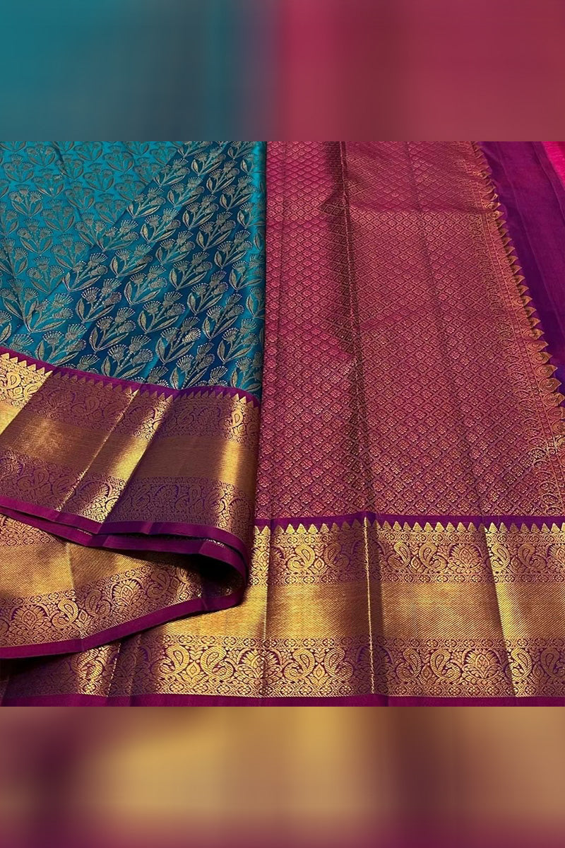 Innovative Rama Soft Silk Saree With Forbearance Blouse Piece