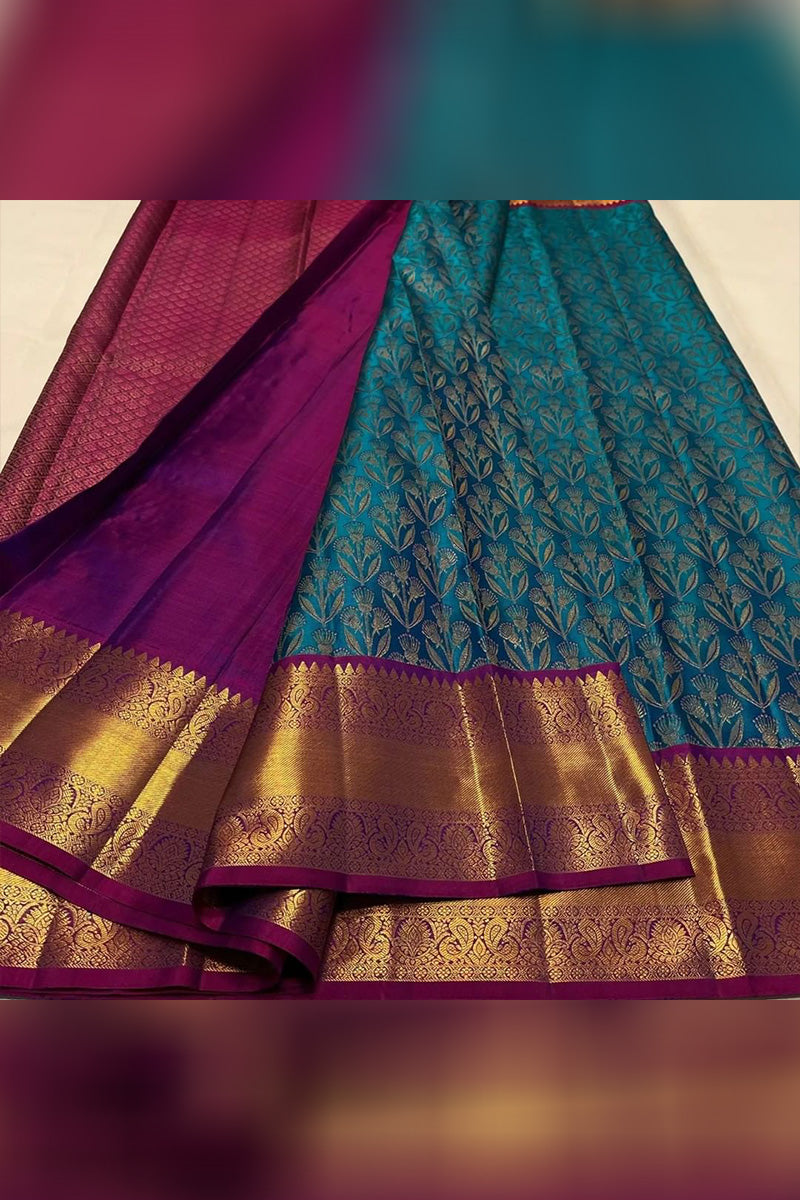 Innovative Rama Soft Silk Saree With Forbearance Blouse Piece