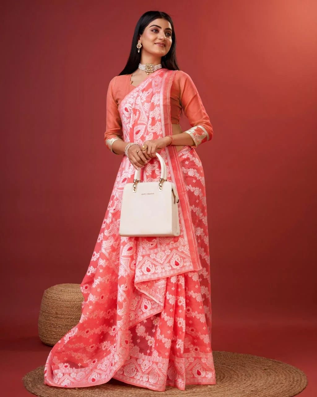 Evocative Peach Cotton Silk Saree With Ephemeral Blouse Piece