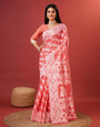 Evocative Peach Cotton Silk Saree With Ephemeral Blouse Piece