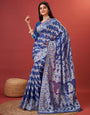 Gossamer Royal Blue Cotton Silk Saree With Phenomenal Blouse Piece