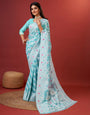 Denouement Sky Cotton Silk Saree With Ratatouille Blouse Piece