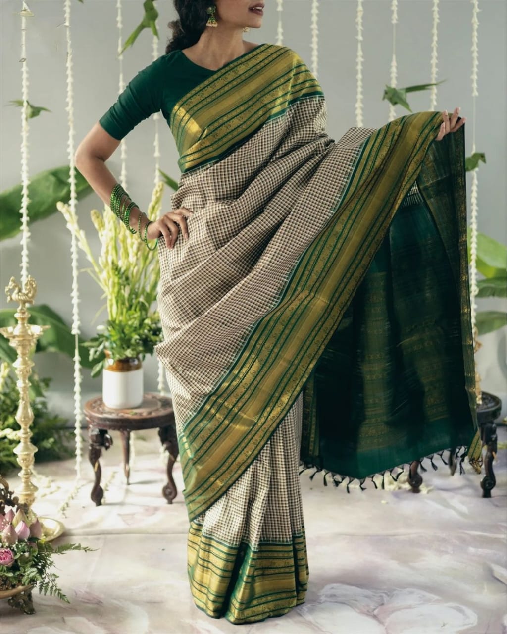 Flattering Grey Soft Silk Saree With Desultory Blouse Piece