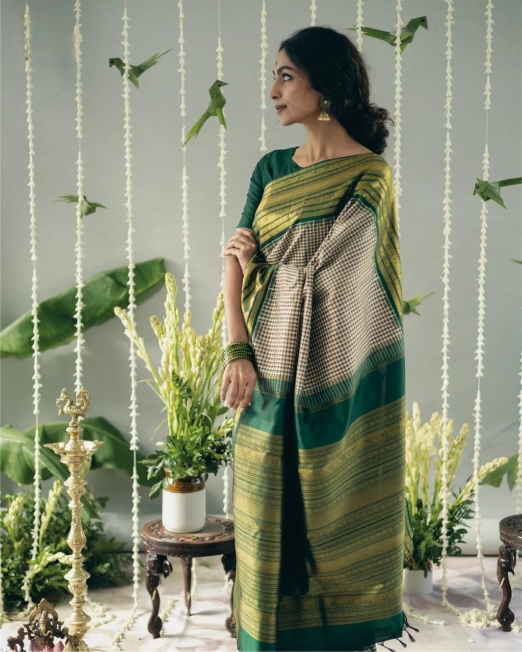 Flattering Grey Soft Silk Saree With Desultory Blouse Piece