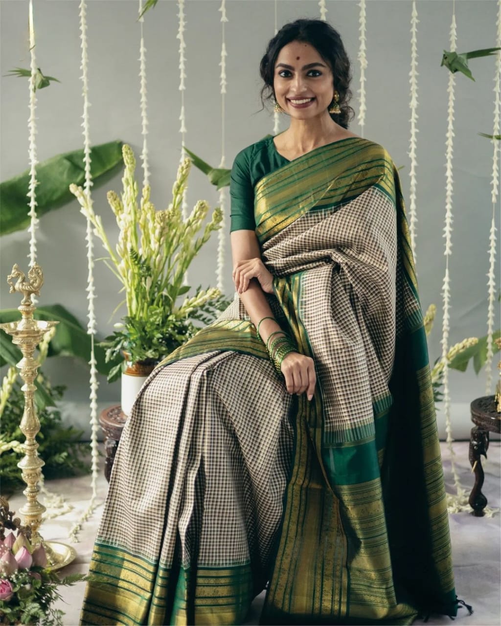 Flattering Grey Soft Silk Saree With Desultory Blouse Piece