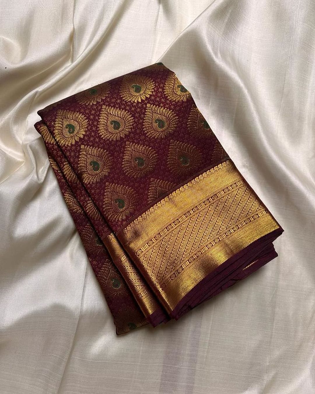 Adorable Wine Soft Silk Saree With Jazzy Blouse Piece