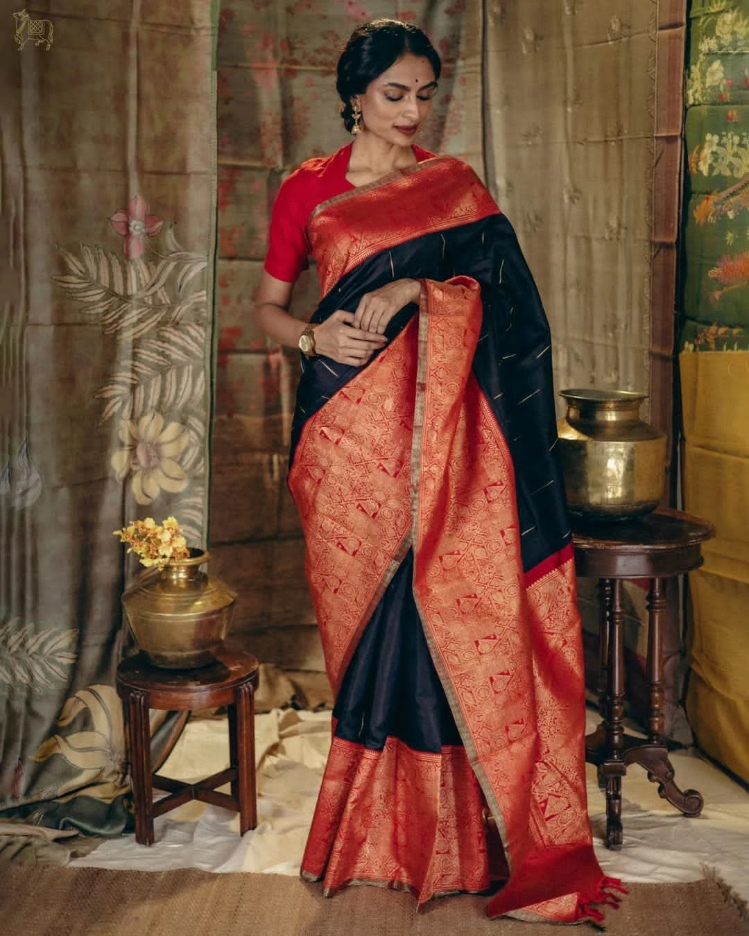 Enticing Black Soft Silk Saree With Ethereal Blouse Piece