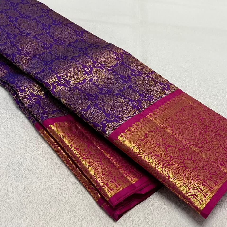 Groovy Purple Soft Banarasi Silk Saree With Embellished Blouse Piece