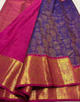 Groovy Purple Soft Banarasi Silk Saree With Embellished Blouse Piece