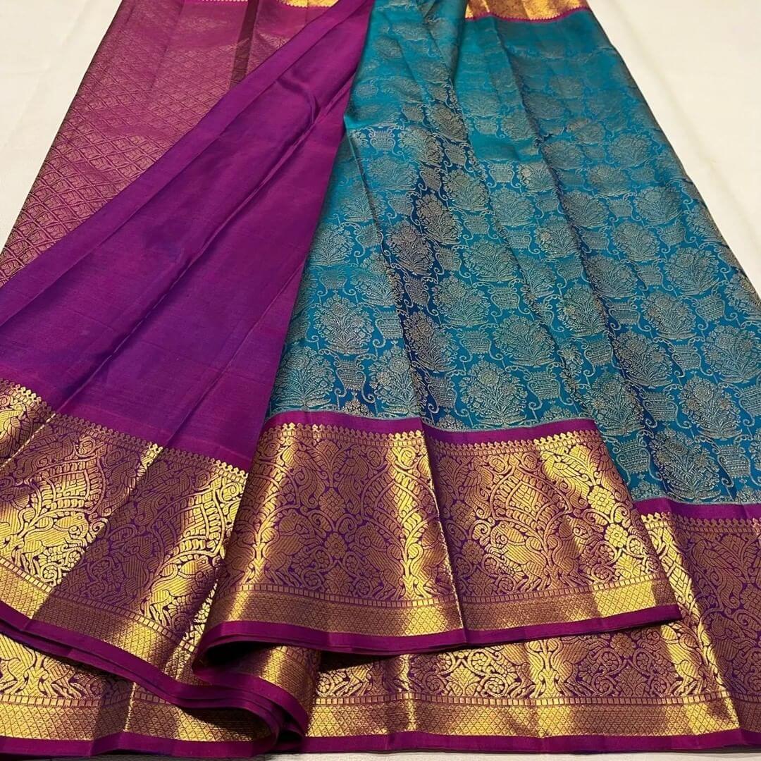 Desultory Rama Soft Banarasi Silk Saree With Symmetrical Blouse Piece