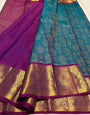 Desultory Rama Soft Banarasi Silk Saree With Symmetrical Blouse Piece