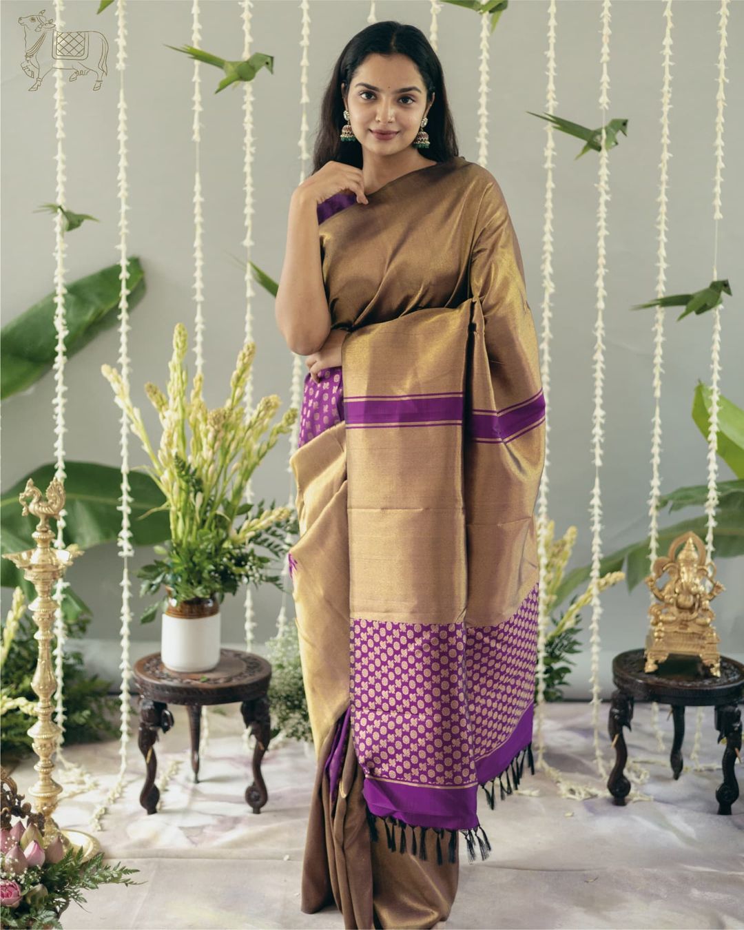 Exquisite Dark Beige Soft Silk Saree With Conflate Blouse Piece