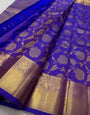 Gratifying Royal Blue Soft Banarasi Silk Saree With Propinquity Blouse Piece