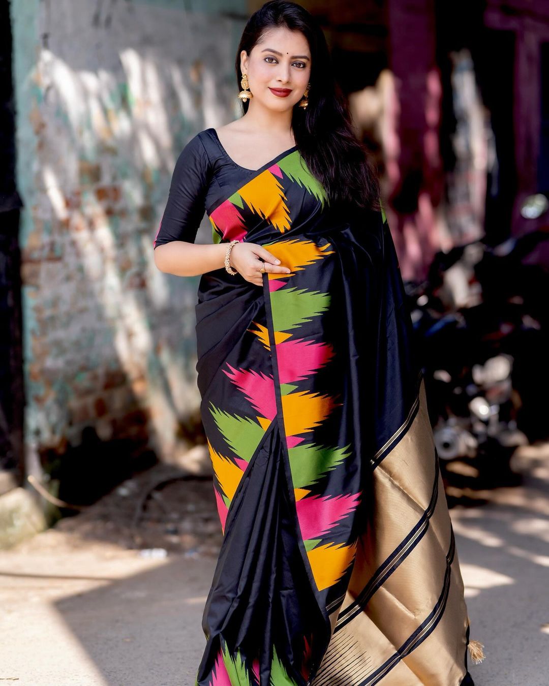 Angelic Black Soft Silk Saree With Beleaguer Blouse Piece