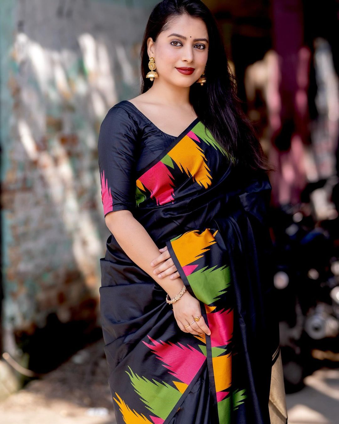 Angelic Black Soft Silk Saree With Beleaguer Blouse Piece