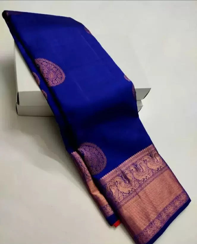 Rhapsody Royal Blue Soft Silk Saree With Ravishing Blouse Piece